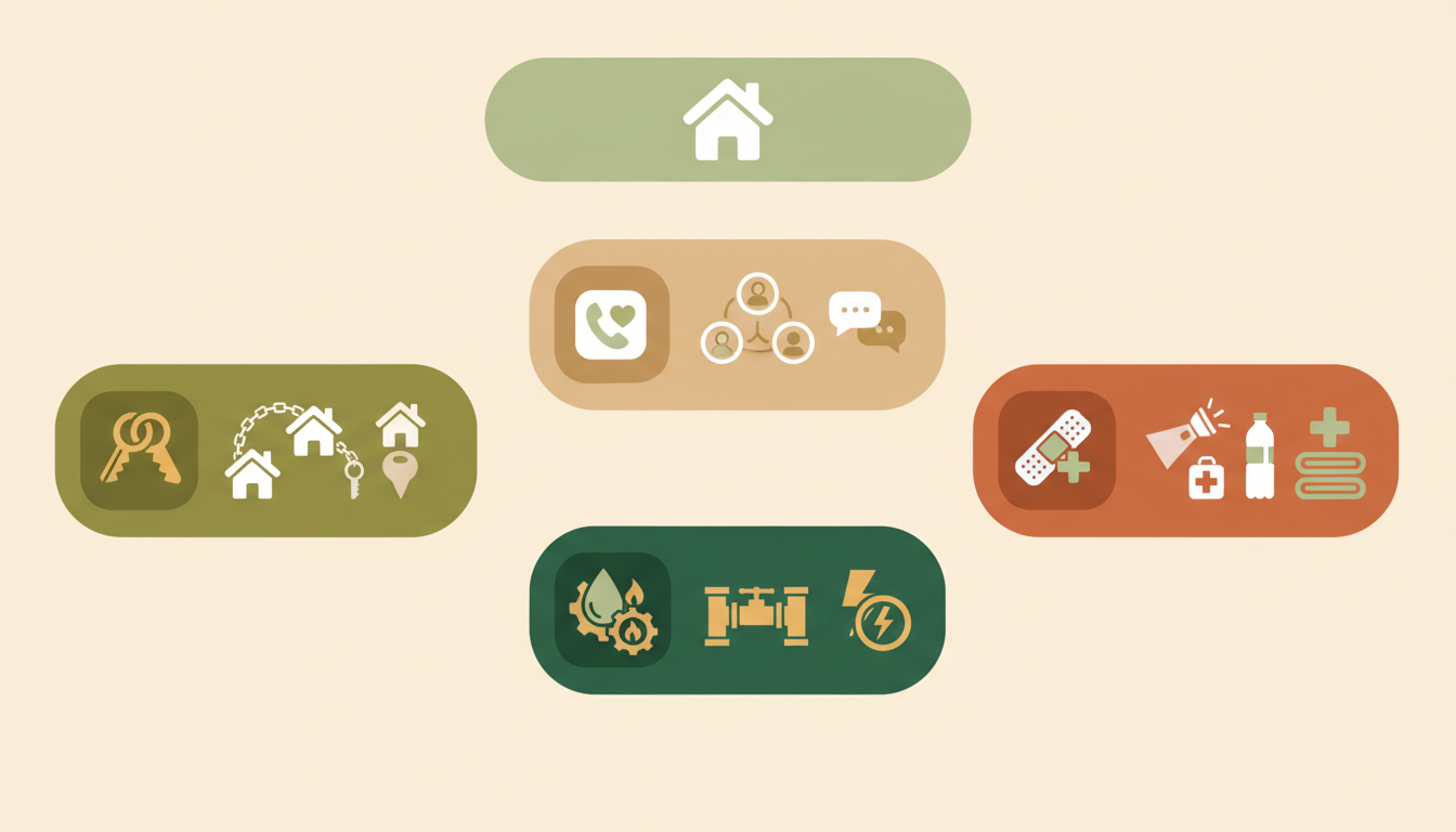 An infographic showing an Emergency Preparedness Checklist for hosts, including items like spare key