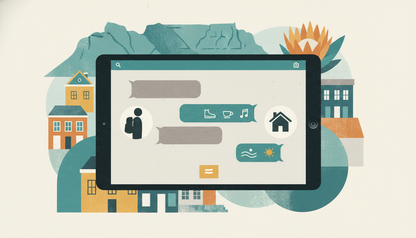 SwappaHome messaging interface showing a conversation between a traveler and Cape Town host, with th