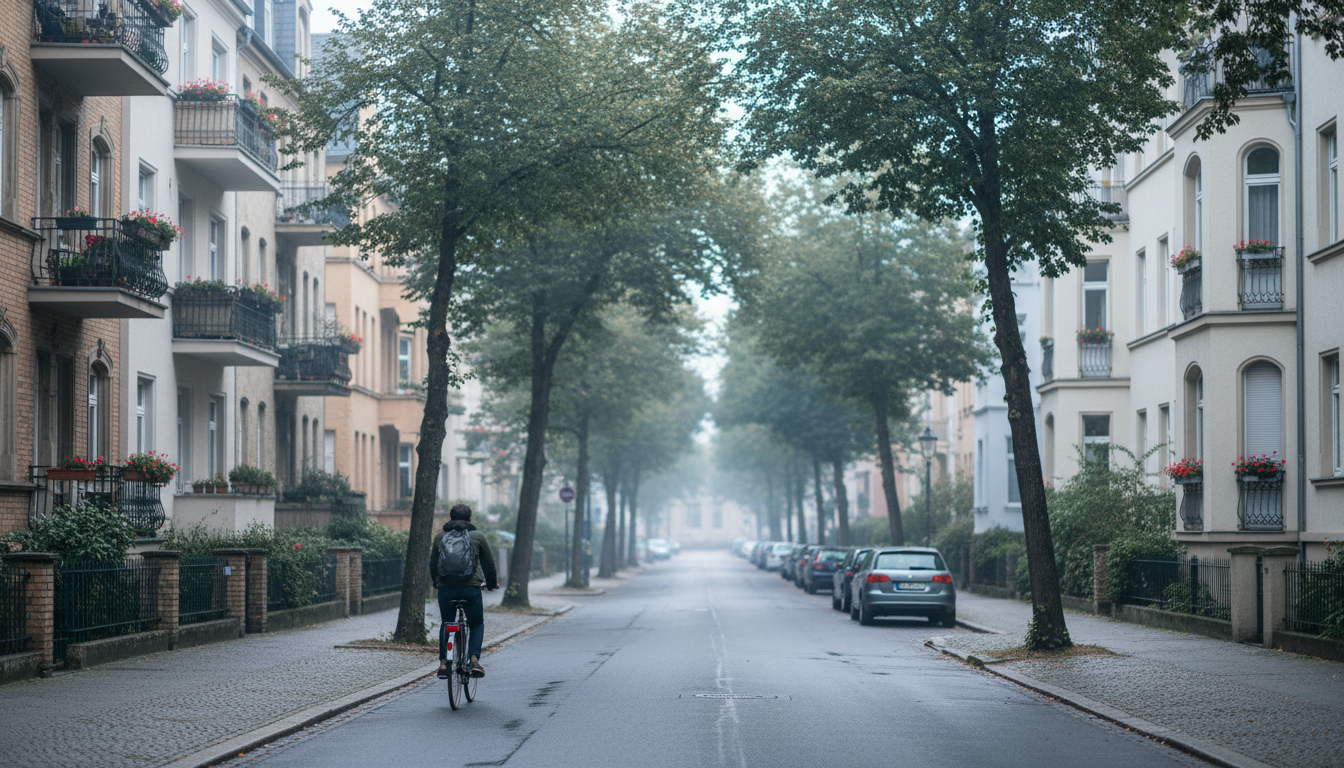 peaceful residential street in Dresdens Striesen neighborhood, showing characteristic early 20th cen
