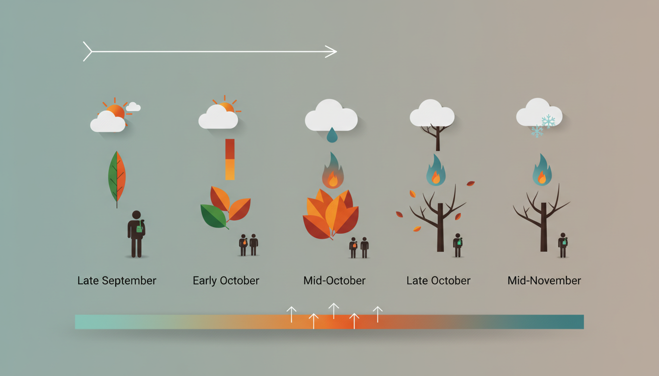 Comparison infographic showing Chicago fall weather by week from late September through mid-November