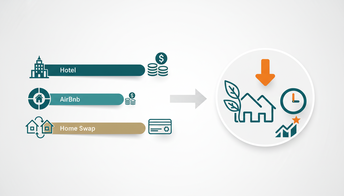 Comparison infographic showing Prague accommodation costs Hotel in Old Town 150night, Airbnb in Vino