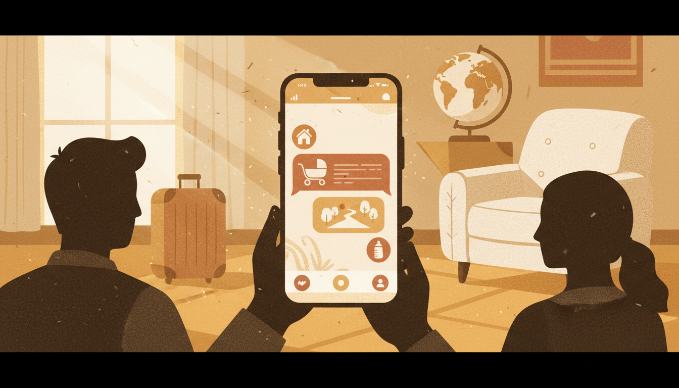 smartphone screen showing a SwappaHome message conversation between two members discussing baby equi