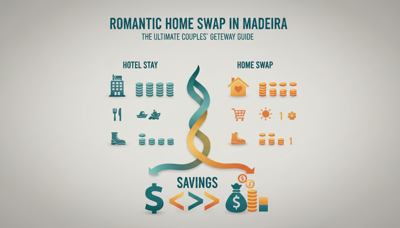 Infographic showing home swap savings comparison two columns comparing 7-night hotel stay costs vs h