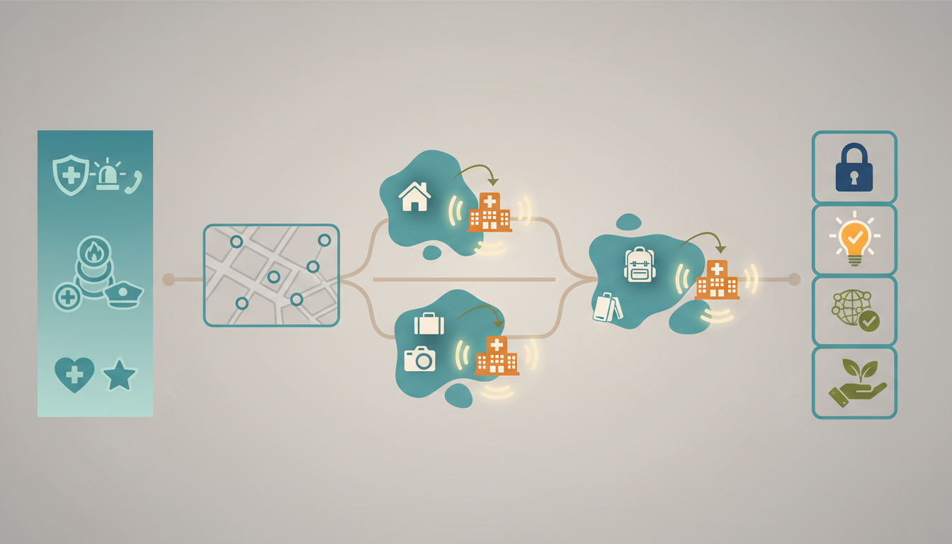 Infographic showing Seattle emergency numbers, nearest hospitals to popular swap neighborhoods, and