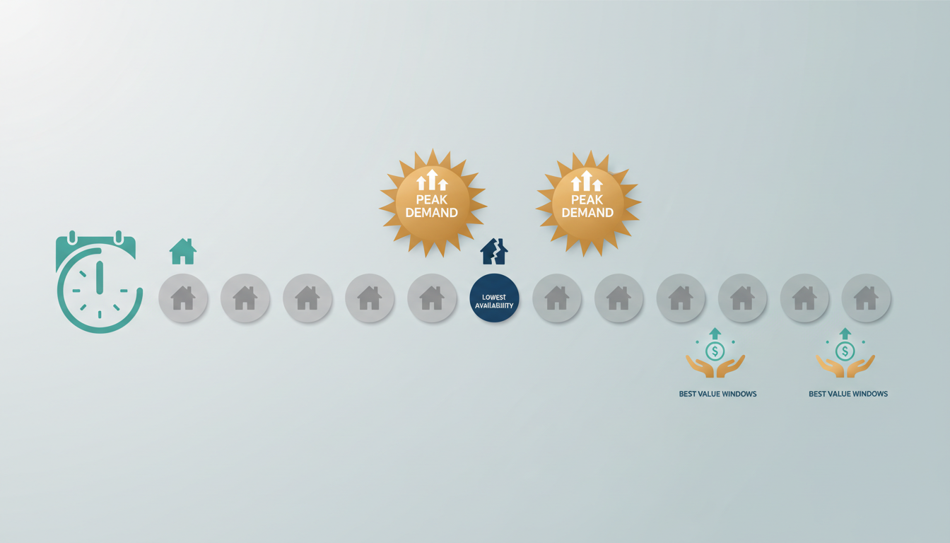 Infographic showing Verona home exchange availability by month, with peak demand in June and Septemb