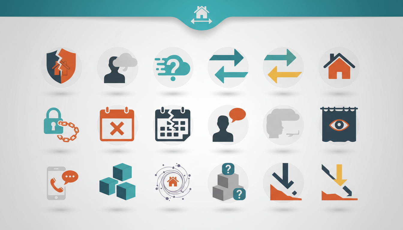 Infographic showing the 12 red flags as icons with brief labels, arranged in a visually scannable gr