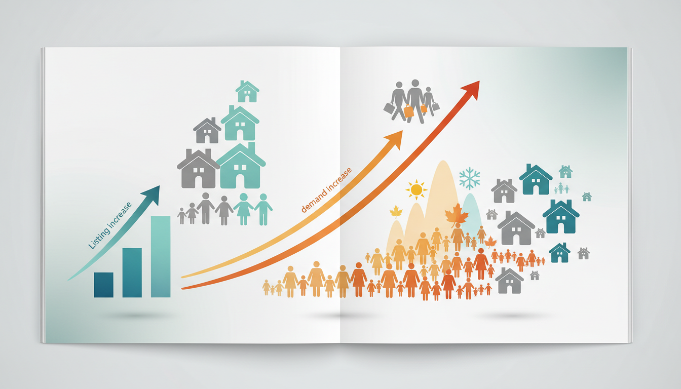 Infographic showing Vienna home exchange growth listing increase vs. demand increase 2023-2026, with